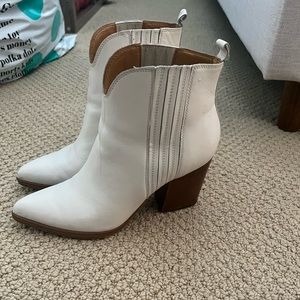 Marc Fisher White Short Cowboy Boots
